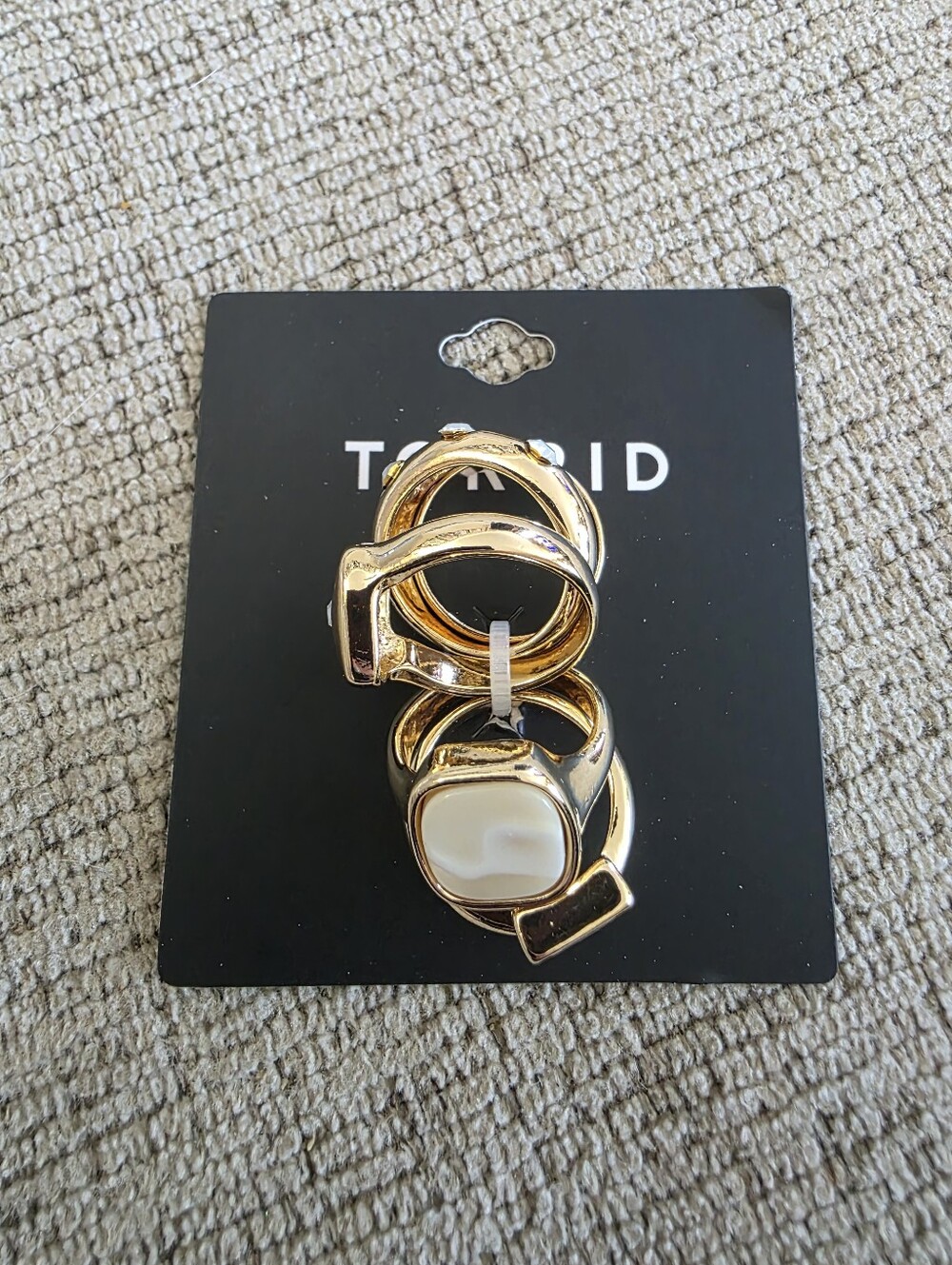 NEW Torrid Gold-Tone Stackable Rings with Cream Accent Stone
